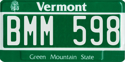 VT license plate BMM598