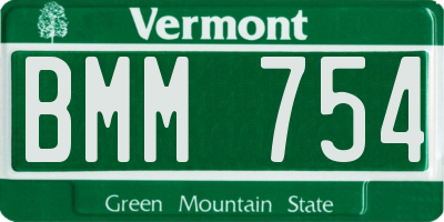 VT license plate BMM754