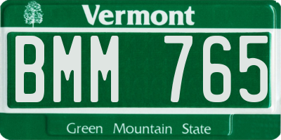 VT license plate BMM765