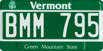 VT license plate BMM795