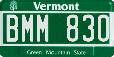 VT license plate BMM830