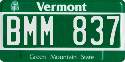VT license plate BMM837