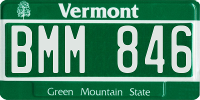 VT license plate BMM846