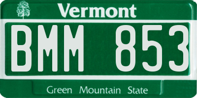 VT license plate BMM853
