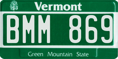 VT license plate BMM869