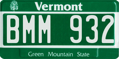 VT license plate BMM932