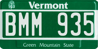 VT license plate BMM935