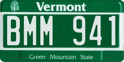 VT license plate BMM941