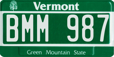 VT license plate BMM987