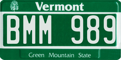 VT license plate BMM989