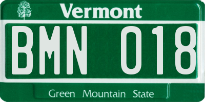 VT license plate BMN018