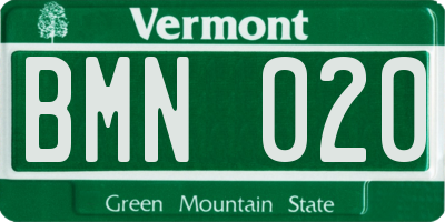 VT license plate BMN020