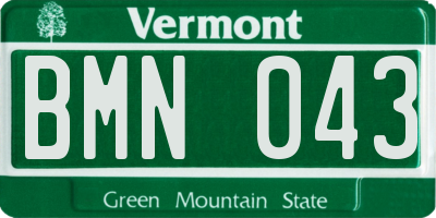 VT license plate BMN043
