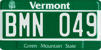 VT license plate BMN049