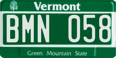 VT license plate BMN058