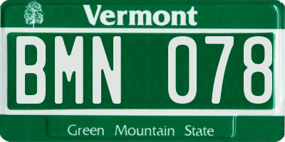 VT license plate BMN078