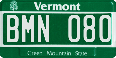VT license plate BMN080