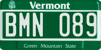VT license plate BMN089