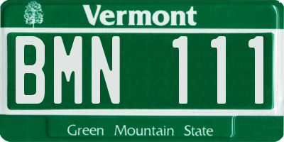 VT license plate BMN111