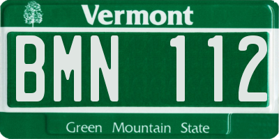 VT license plate BMN112