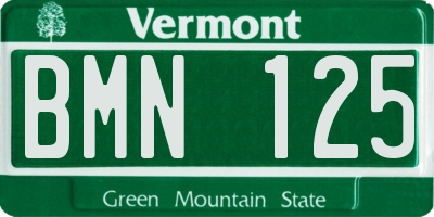 VT license plate BMN125