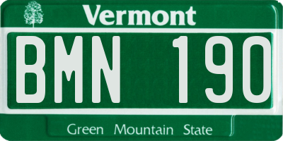 VT license plate BMN190