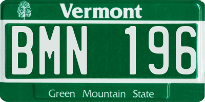 VT license plate BMN196