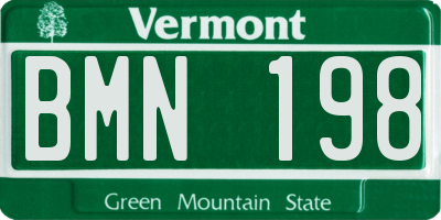 VT license plate BMN198