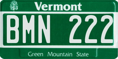 VT license plate BMN222