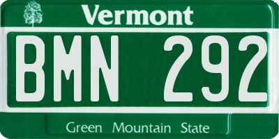 VT license plate BMN292