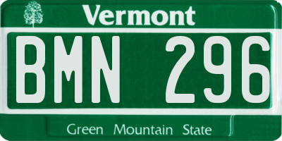 VT license plate BMN296