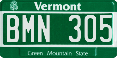 VT license plate BMN305
