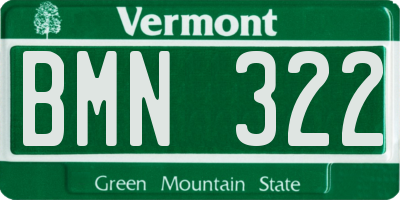 VT license plate BMN322