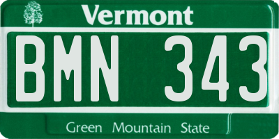 VT license plate BMN343