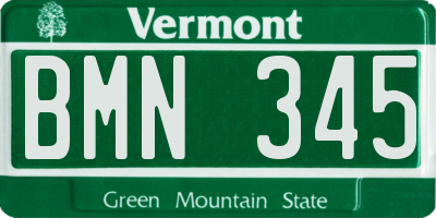 VT license plate BMN345