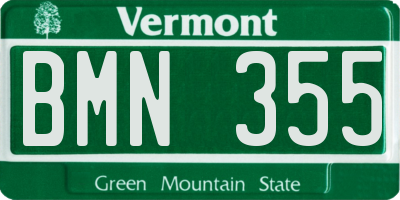 VT license plate BMN355