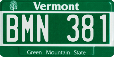VT license plate BMN381