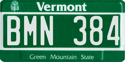 VT license plate BMN384