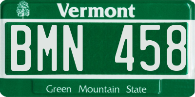 VT license plate BMN458