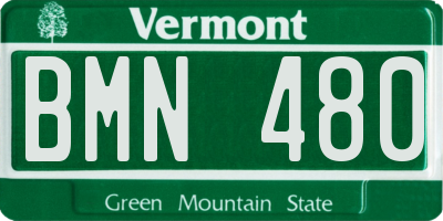 VT license plate BMN480