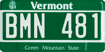 VT license plate BMN481