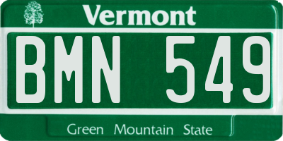 VT license plate BMN549