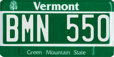 VT license plate BMN550