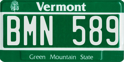 VT license plate BMN589