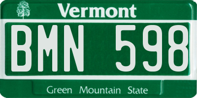 VT license plate BMN598