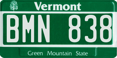 VT license plate BMN838