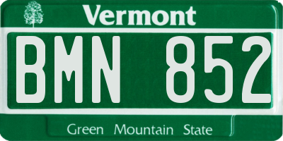 VT license plate BMN852