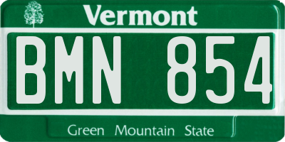 VT license plate BMN854