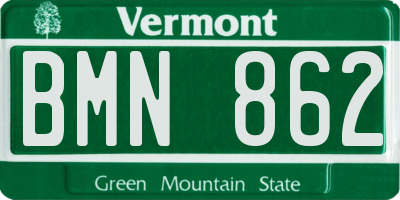 VT license plate BMN862