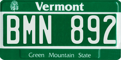 VT license plate BMN892
